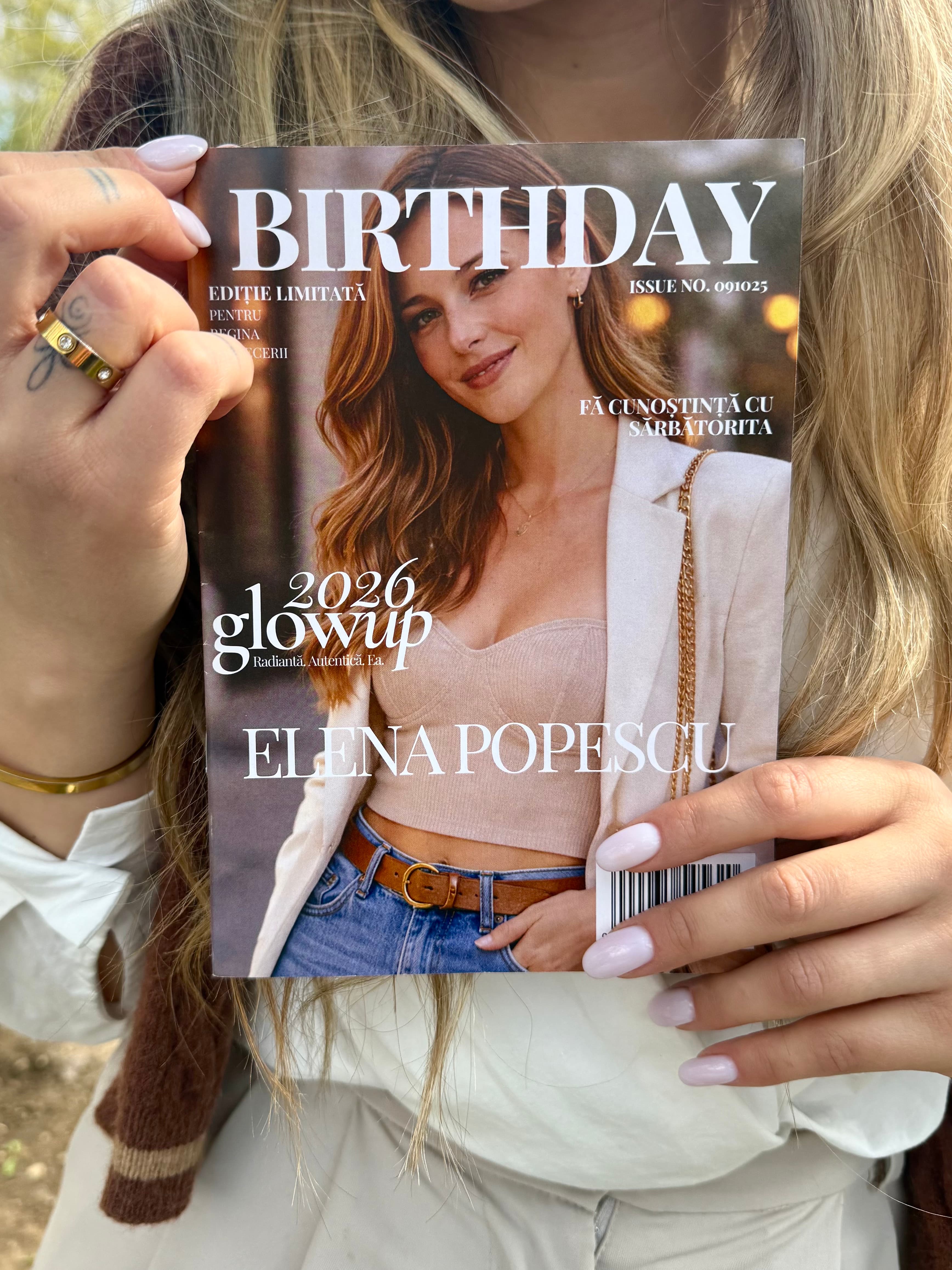 Revista personalizata fotografiata in decor editorial.